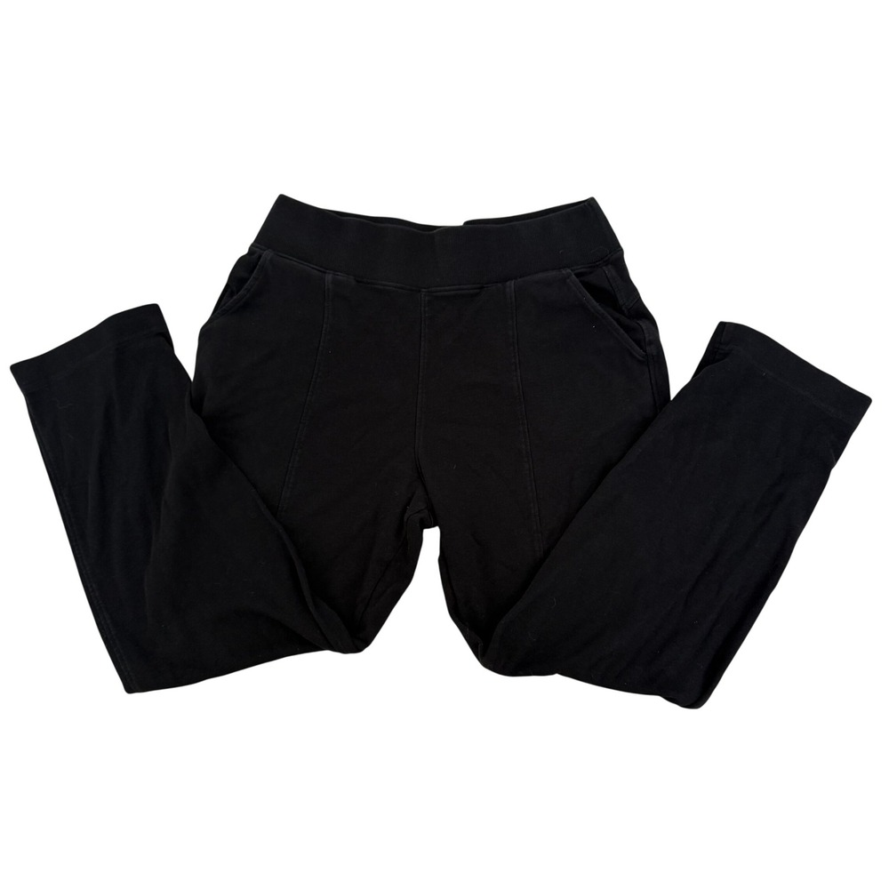 Pact Organic Cotton Black High Rise Split Hem Crop Pants Womens Medium